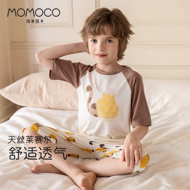 MOMOCO/玛米玛卡男童夏季新款短袖睡衣家居服透气吸湿排汗套装