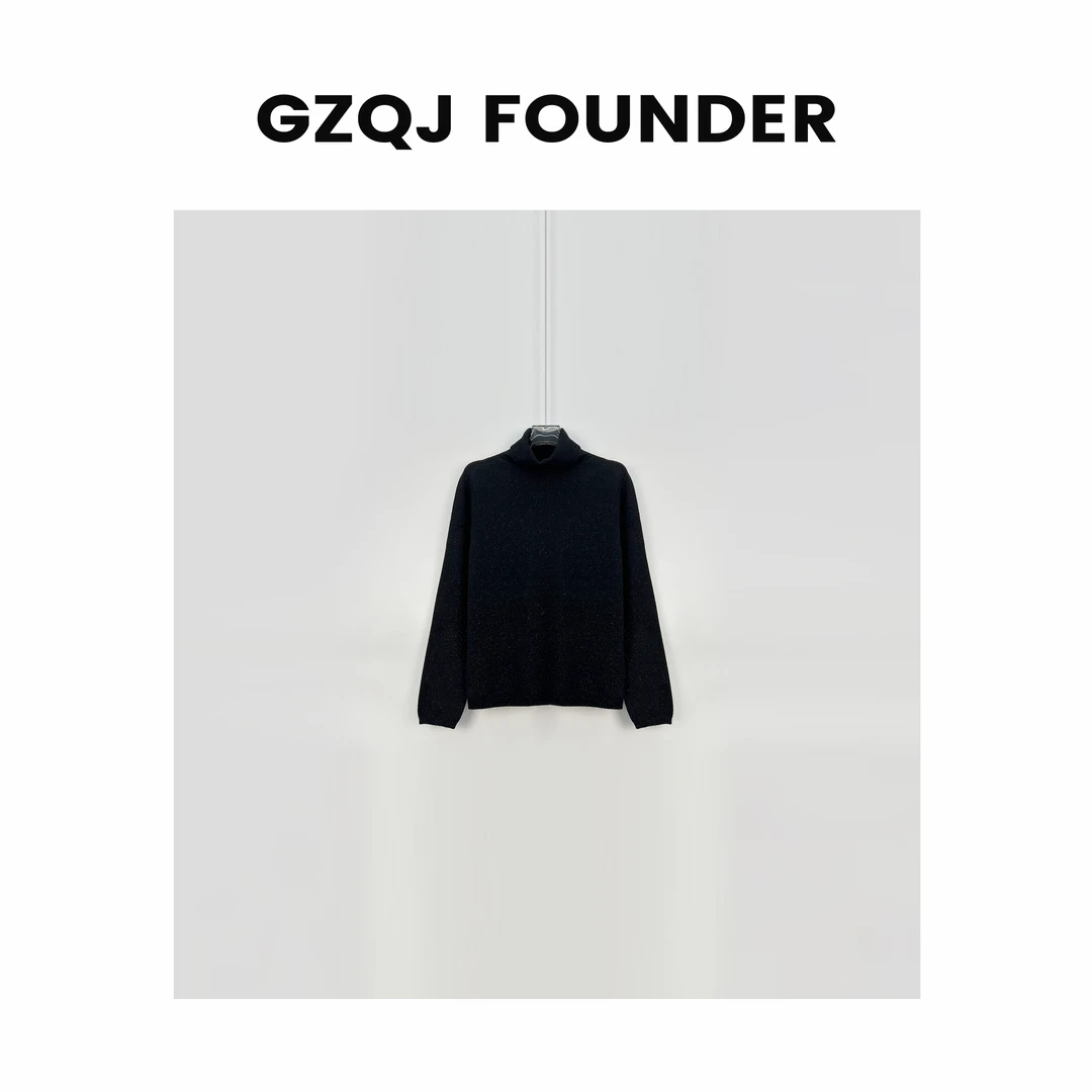 GZQJ【空氧美学 】半高领百搭打底细闪针织绵羊毛毛衣女NZ9886