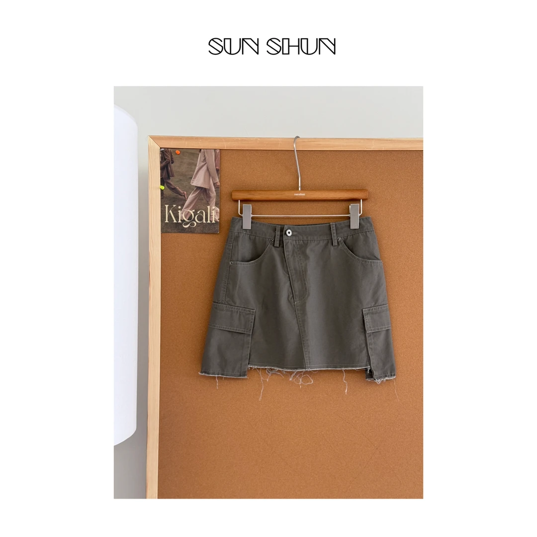 Sanshun-（四月阿娜亚）-工装夏季半裙小A字显瘦百搭半裙休闲