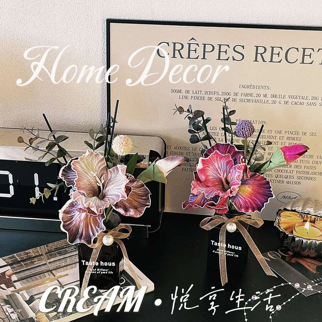 【爱丽丝 】鸢尾花仿真花假花无火香薰家用室内持久留香花艺摆件