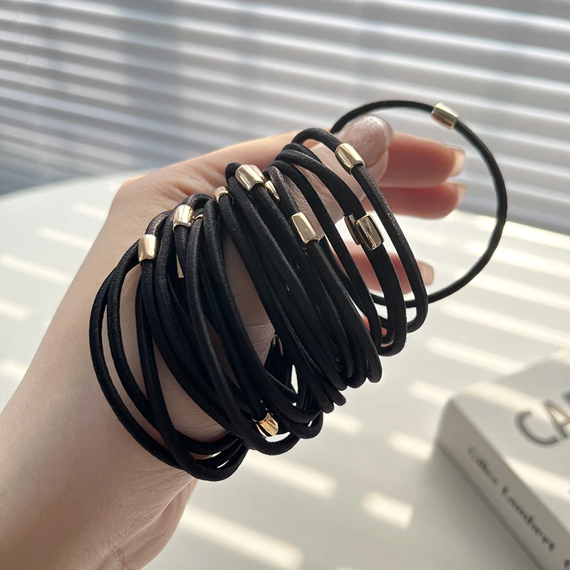 30根装皮筋女扎头发圈高弹力耐用黑色头圈发绳头绳高级感马尾皮套