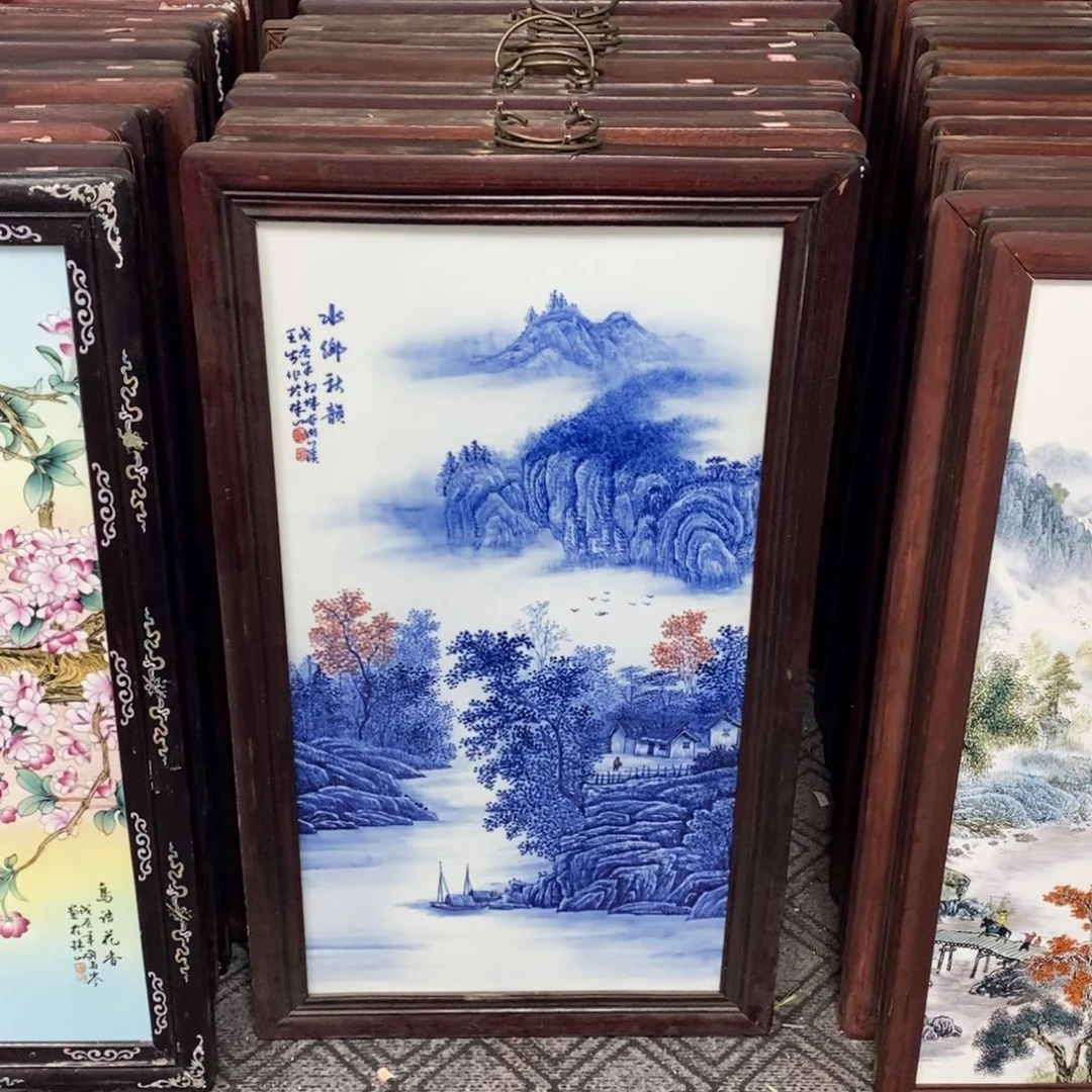 瓷片90*52*1景德镇瓷板画柴窑烧制