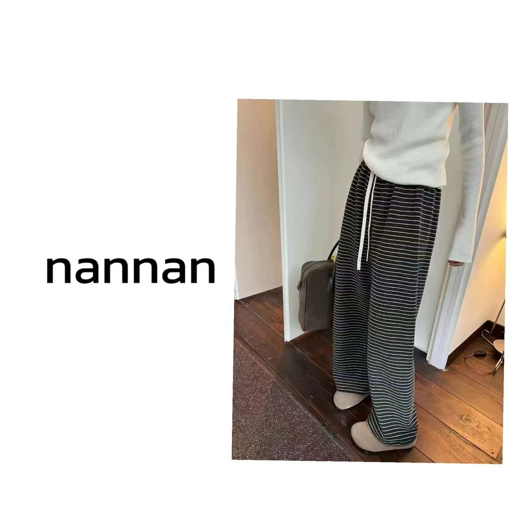 楠楠推荐【条纹裤】经典百搭 韩版条纹 洋气抽绳加绒 拖地裤