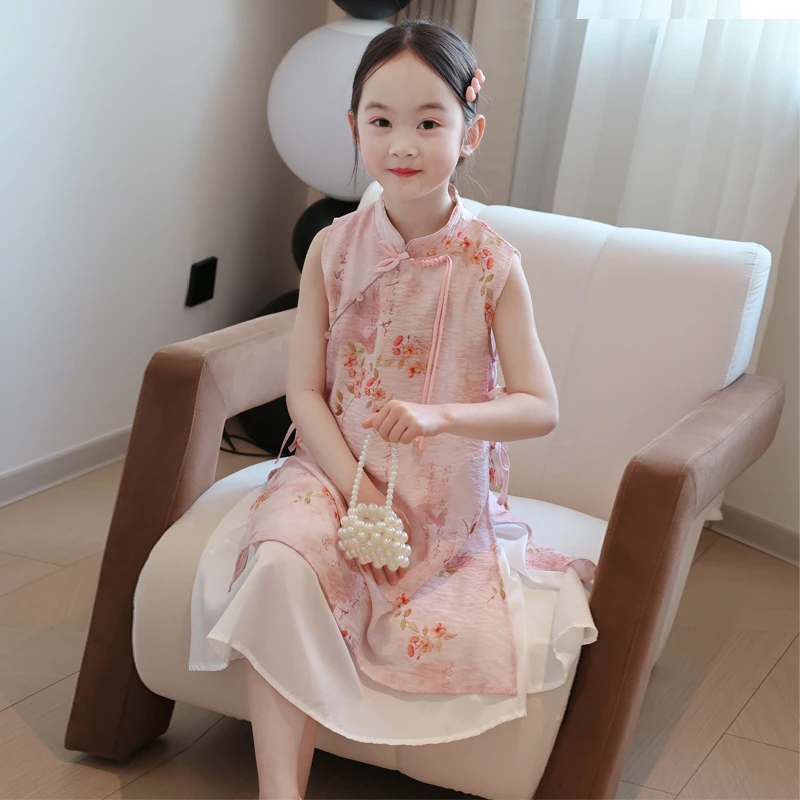女童连衣裙儿童旗袍裙子2025夏季新款宝宝汉服复古洋气中国风裙子
