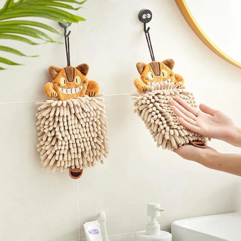 龙猫擦手球吸水毛巾雪尼尔擦手巾挂式儿童手帕卫生间手搓巾洗手巾