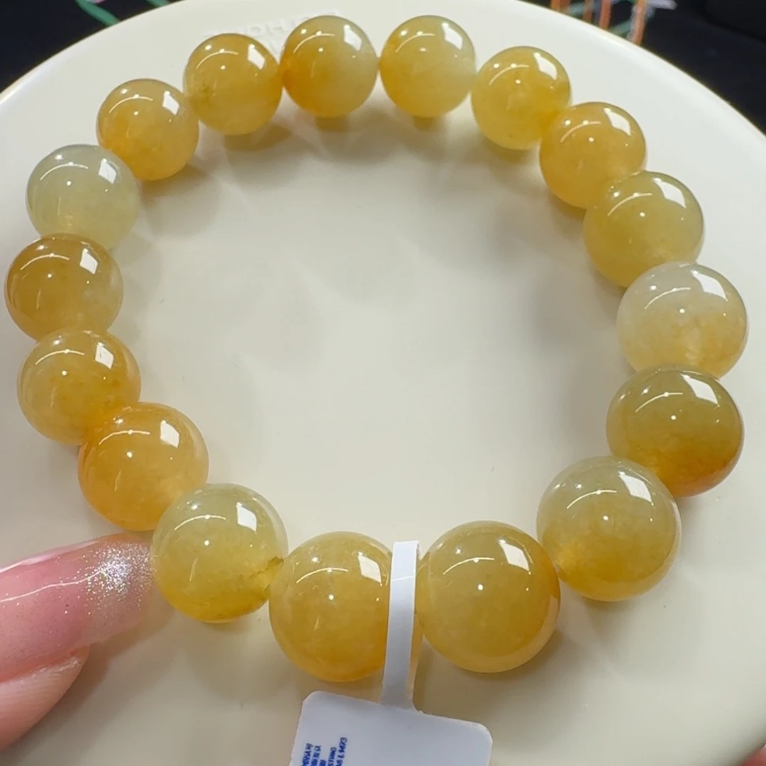 未镶嵌手链翡翠冰鸡油黄手串卡12.4-11.4 豪横！大漏！