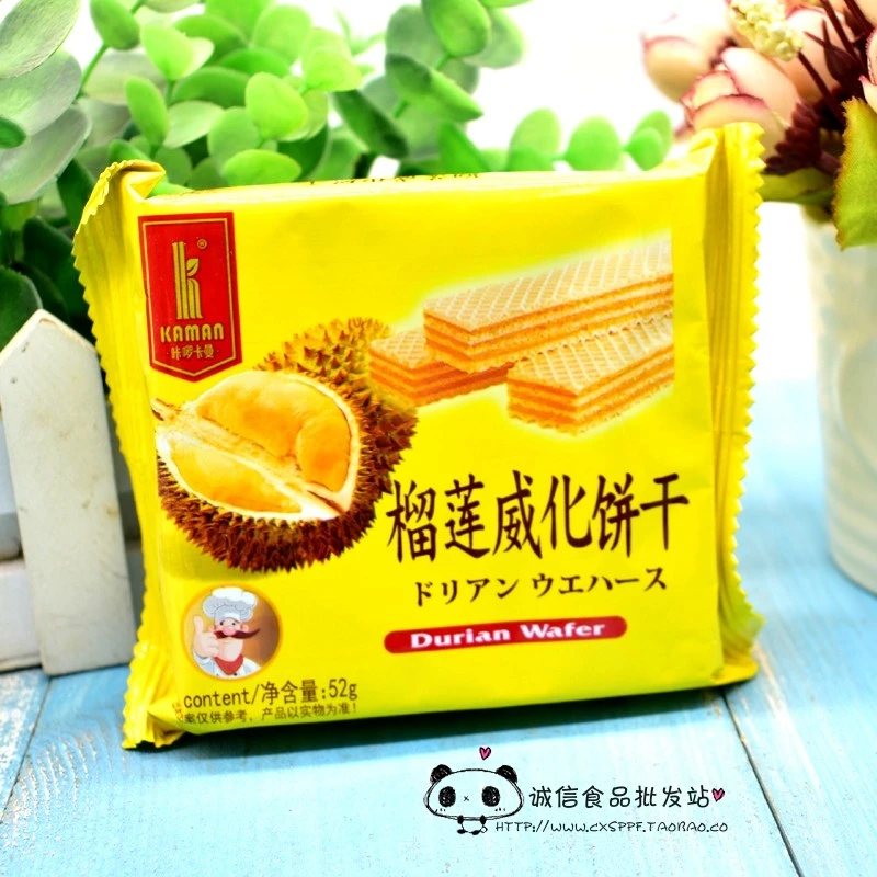 咔啰卡曼豆乳威化饼干芝士味巧克力味榴莲味网红休闲零食*袋