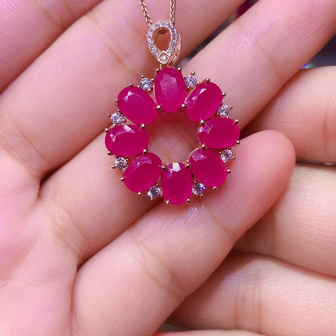 颈饰银S925镶嵌红宝石