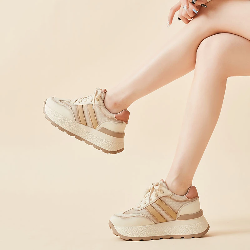 【跑步鞋四季款】增高8CM 2025 新款运动厚底内增高女跑步鞋 G217