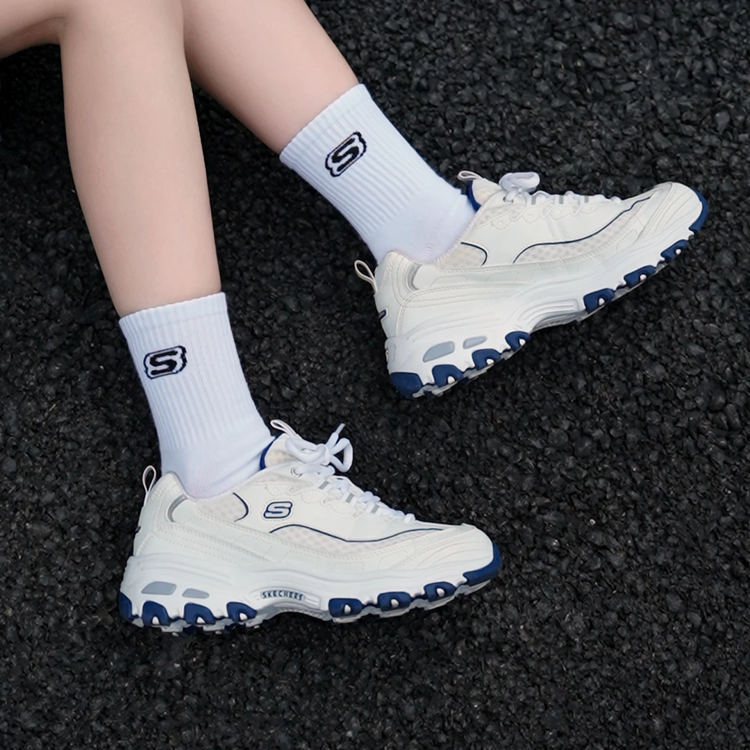 SKECHERS/斯凯奇【海军蓝】女鞋厚底增高休闲鞋网面透气鞋99999863