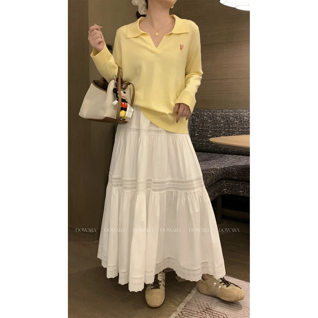 现货大婉酱微胖定制【奶油蛋糕】蕾丝花边半身裙温柔风A字裙子9941D