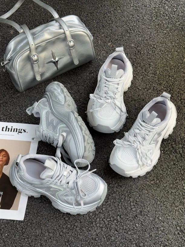 1899【坠梦星云】达思图厚底增高老爹鞋女2025春季新款网面透气百搭