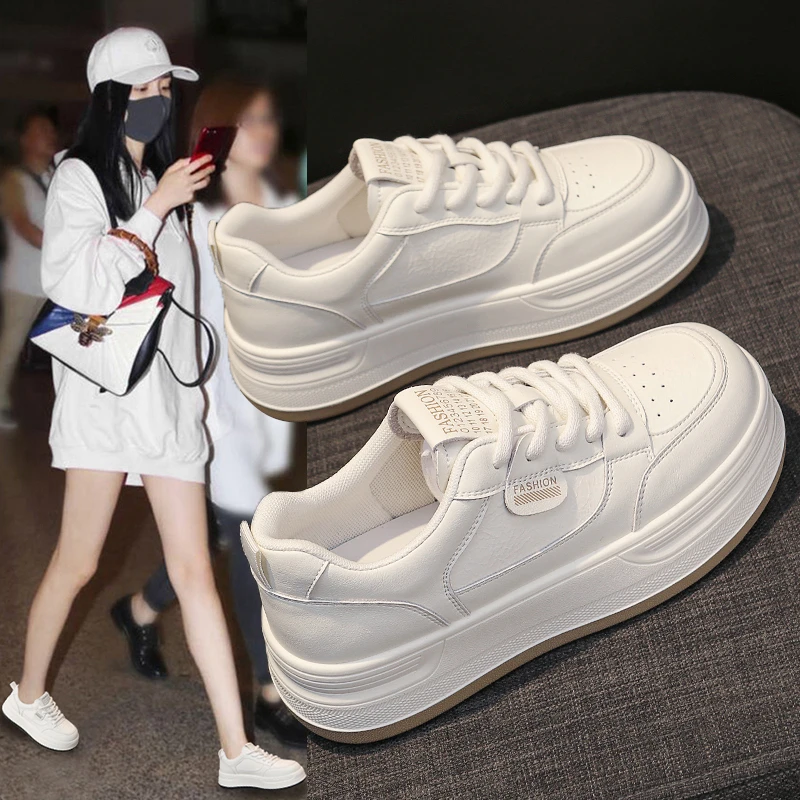 厚底增高小白鞋女款2025春季新款爆款女鞋子百搭学生运动休闲板鞋