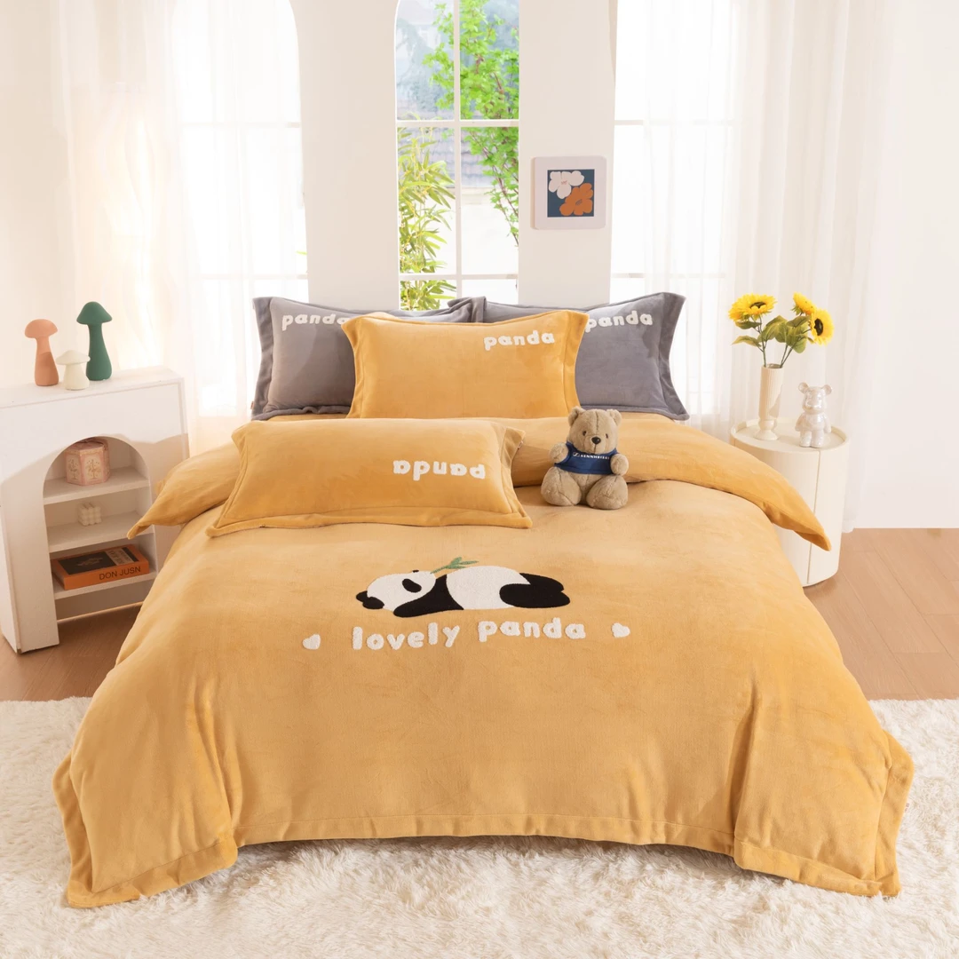 【东来】懒懒熊 牛奶绒加厚四件套亲肤透气