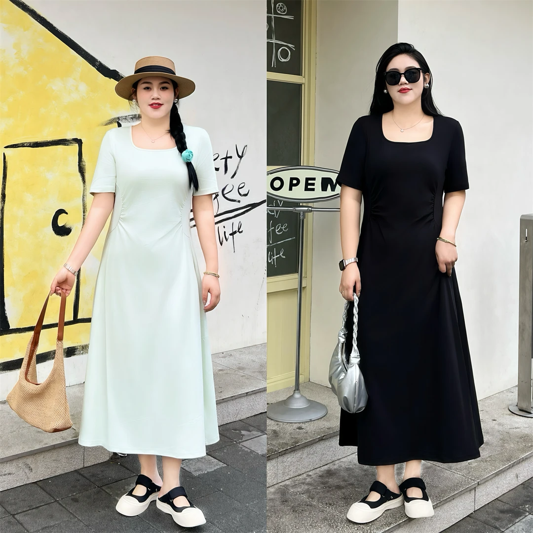 断码捡漏~桃乐丝梦 / 法式甜心气质短袖连衣裙11063花契大码胖mm