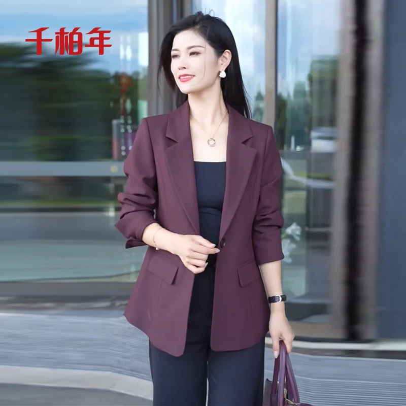 千柏年【都市丽人】气质女神范儿时尚简约大气修身西服-C881