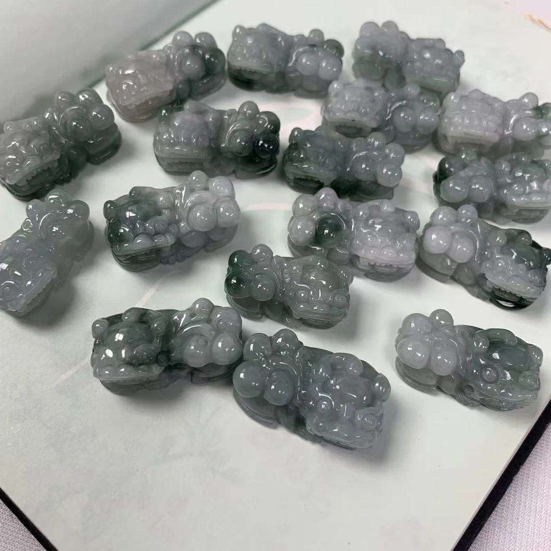 缅甸天然A货翡翠精雕百塔飘花貔貅招财进宝男女同款-多样性发其一