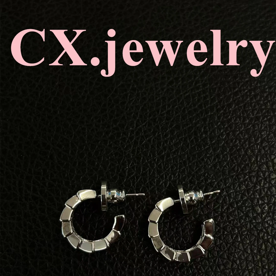 铜合金合成锆石耳饰 银色c圈耳环 8121