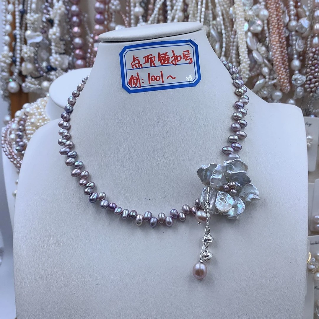 银S925镶嵌项链耳饰淡水珍珠