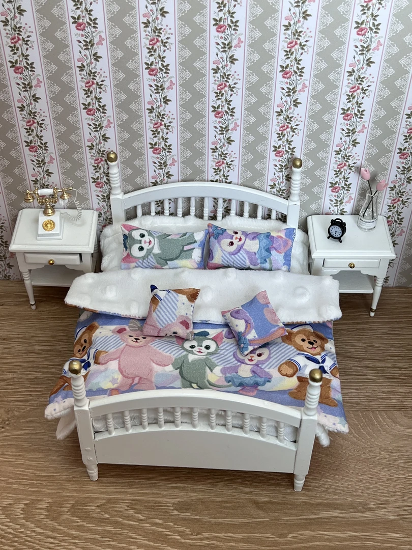 微缩迷你家具娃屋家具1:12【六件套床品】