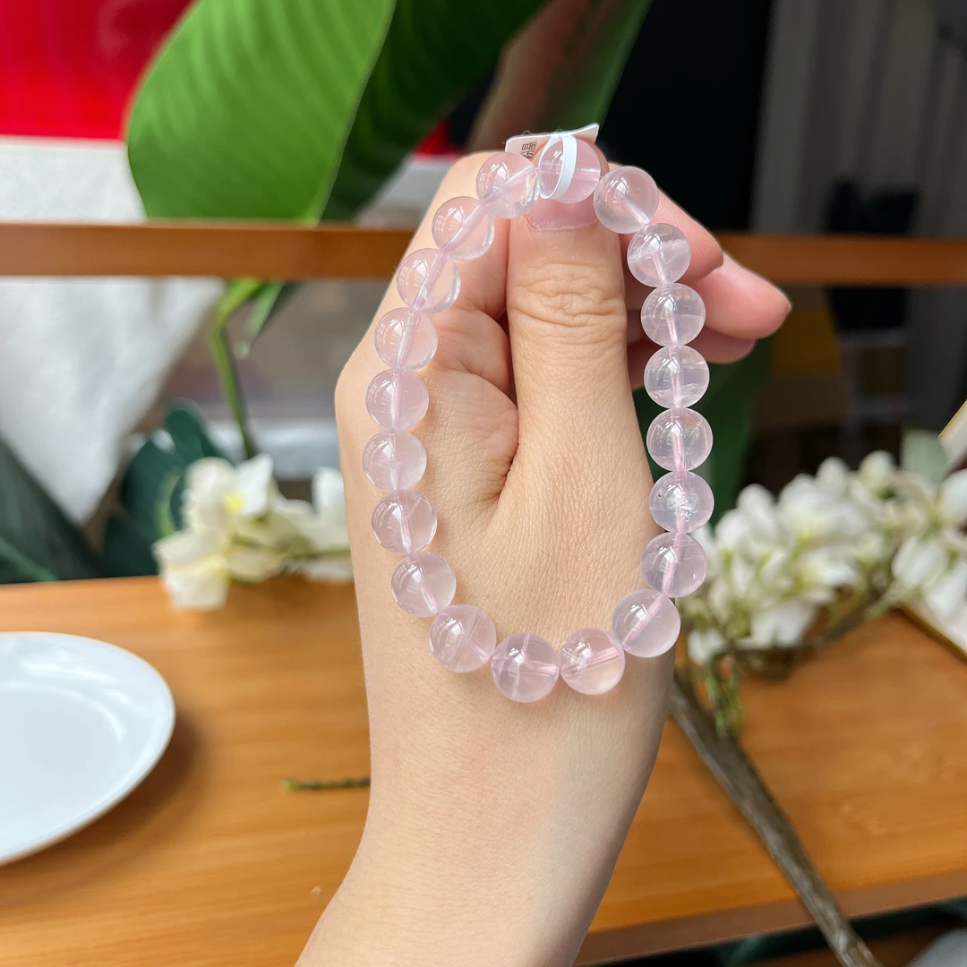 【郭老师】约9.5-10mm莫桑比克粉晶圆珠单圈手串