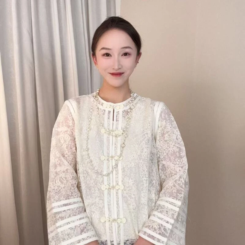 【沐白】2025春夏新款新中式立体提花小衫SWE1