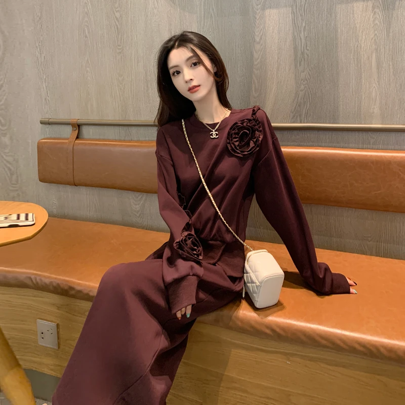 小香风时尚套装裙显瘦气质高级感洋气减龄长袖卫衣半身裙子两件套