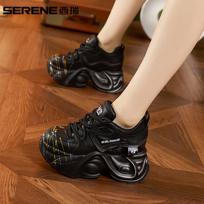 西瑞女鞋潮鞋增高厚底老爹鞋2025年秋季新款百搭时尚休闲运动女款