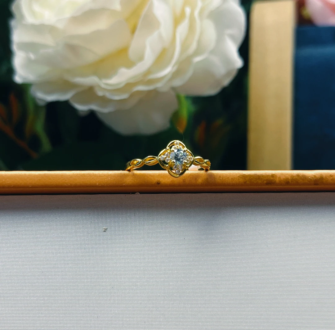 婷婷【足金999】梦幻蓝眼泪戒指 5D工艺（编码27X5GZD16486）