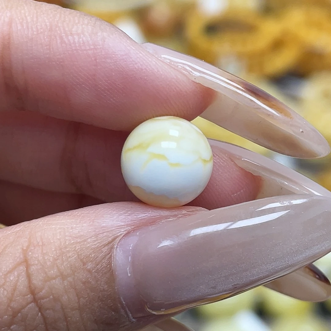 蜜蜡未镶嵌珠宝奇石10.0mm金瓷白妖花