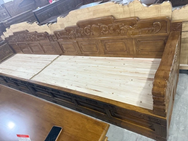 藏式家具床凤凰灵芝床（含9.5厘米扶手）精致立体雕刻线条流畅灵动
