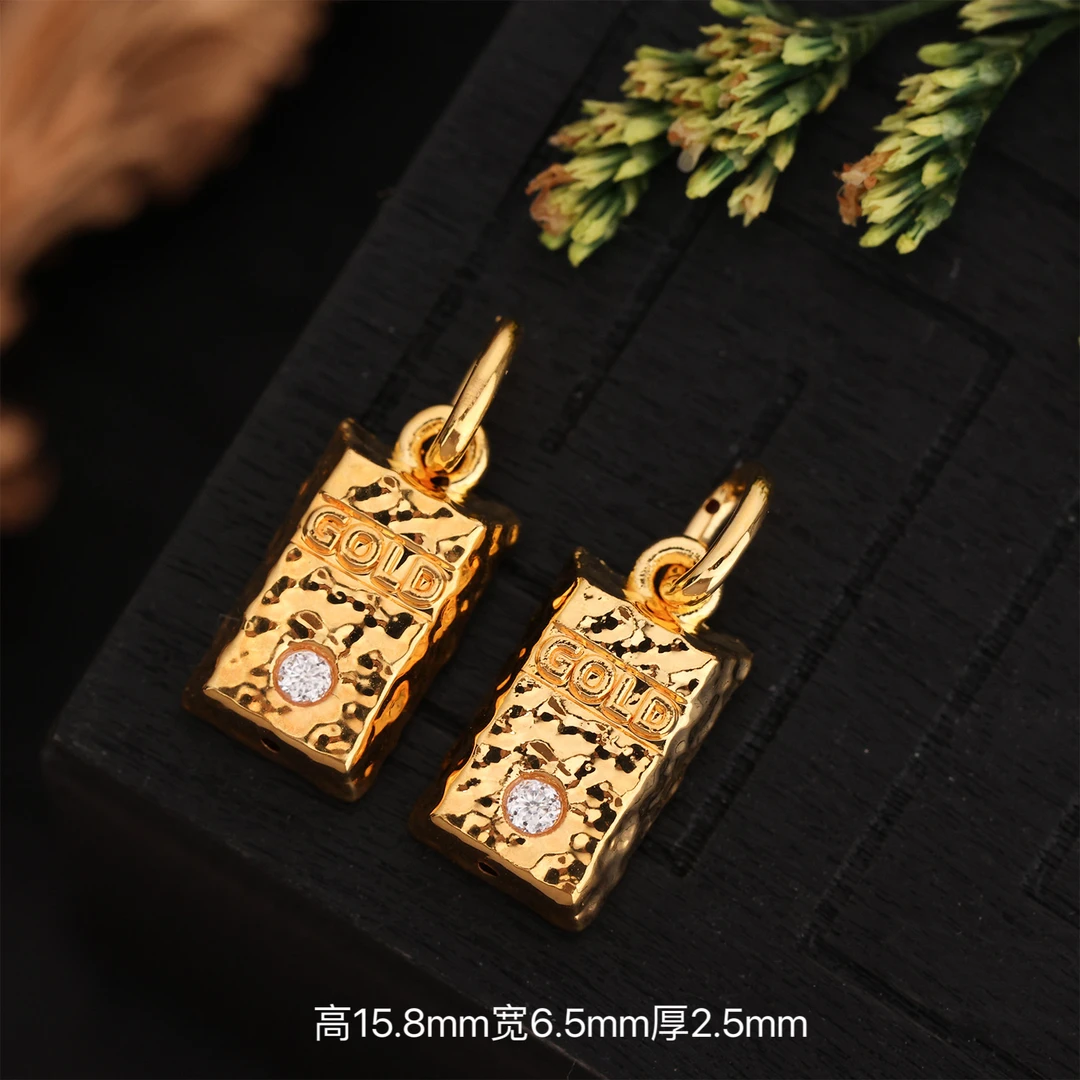 【来福工厂】18k金加大号豪镶莫-桑暴富方砖吊坠提溜挂坠配饰