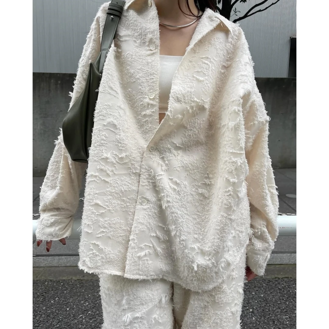 【MonTendre】 设计师联名款 代 流苏提花重工极简风衬衫上衣