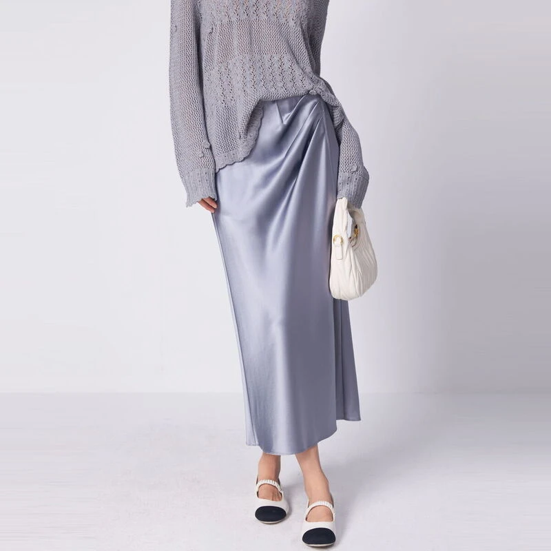 【商场同款】HPLY荷比俪秋新女松紧褶皱腰开衩长半裙HVE33701087