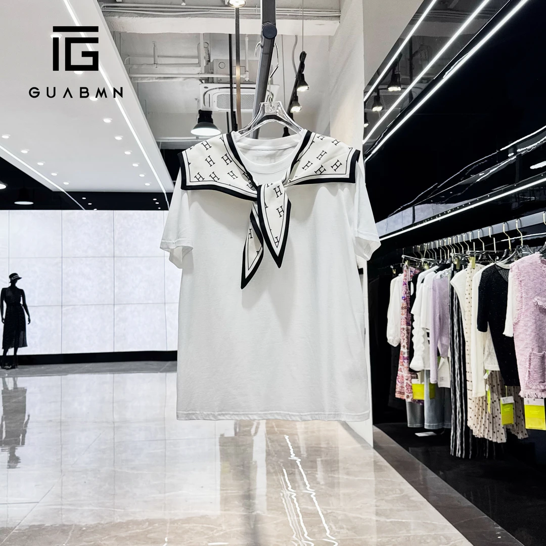GUABMN2025年夏季新款百搭圆领字母披肩短袖T恤夏日穿搭5507
