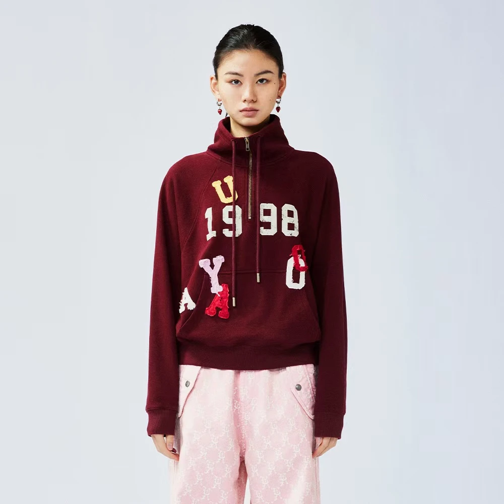 UOOYAA/乌丫25春新款「New Vintage」自由灵动半头拉链套头卫衣1799