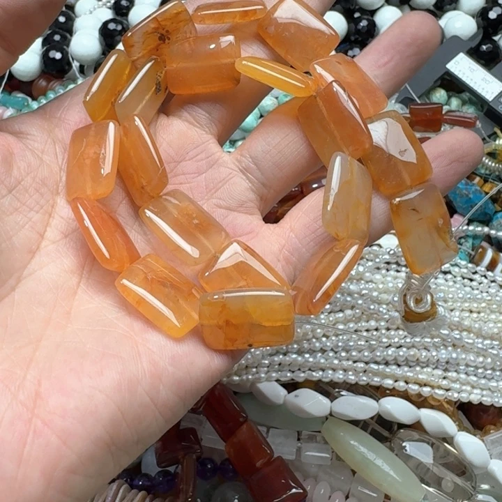 合金玛瑙/玉髓珠宝半成品一条14x20mm红玛瑙