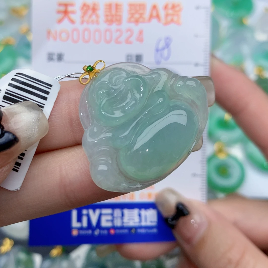 翡翠18K金镶嵌颈饰佛公