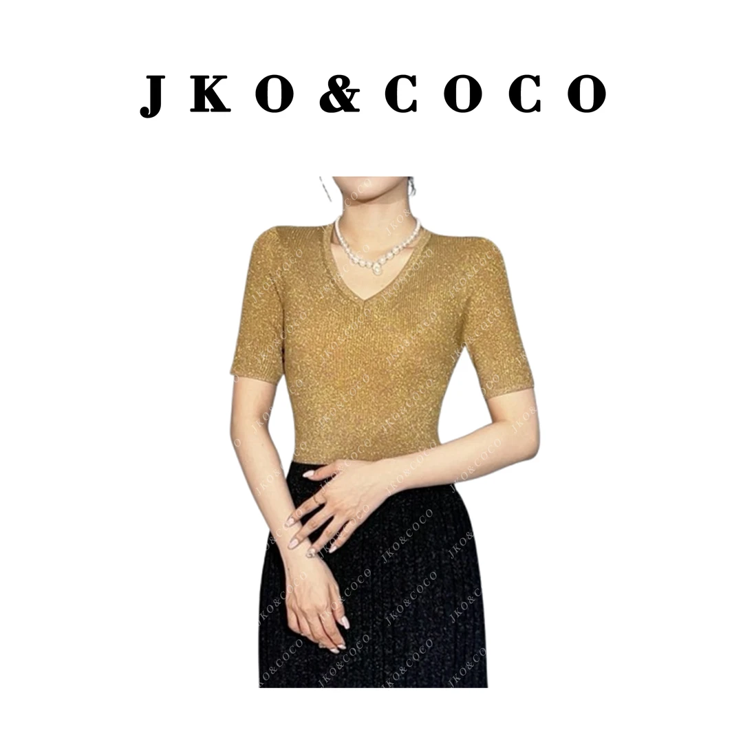 JKO&COCO【云中境】意大利水晶纱夏季薄款时尚百搭 针织衫 上衣短袖