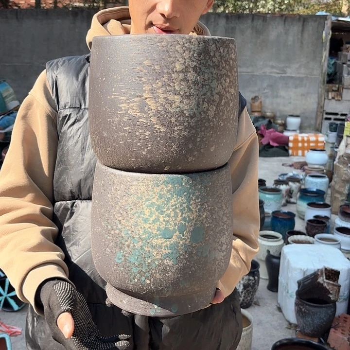 红陶泼墨两个口径20*20