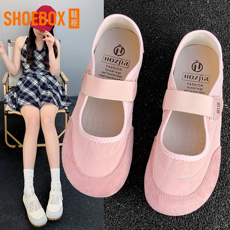 鞋柜集团旗下鞋柜魔术贴德训鞋女鞋2025新款夏季浅口玛丽珍单鞋