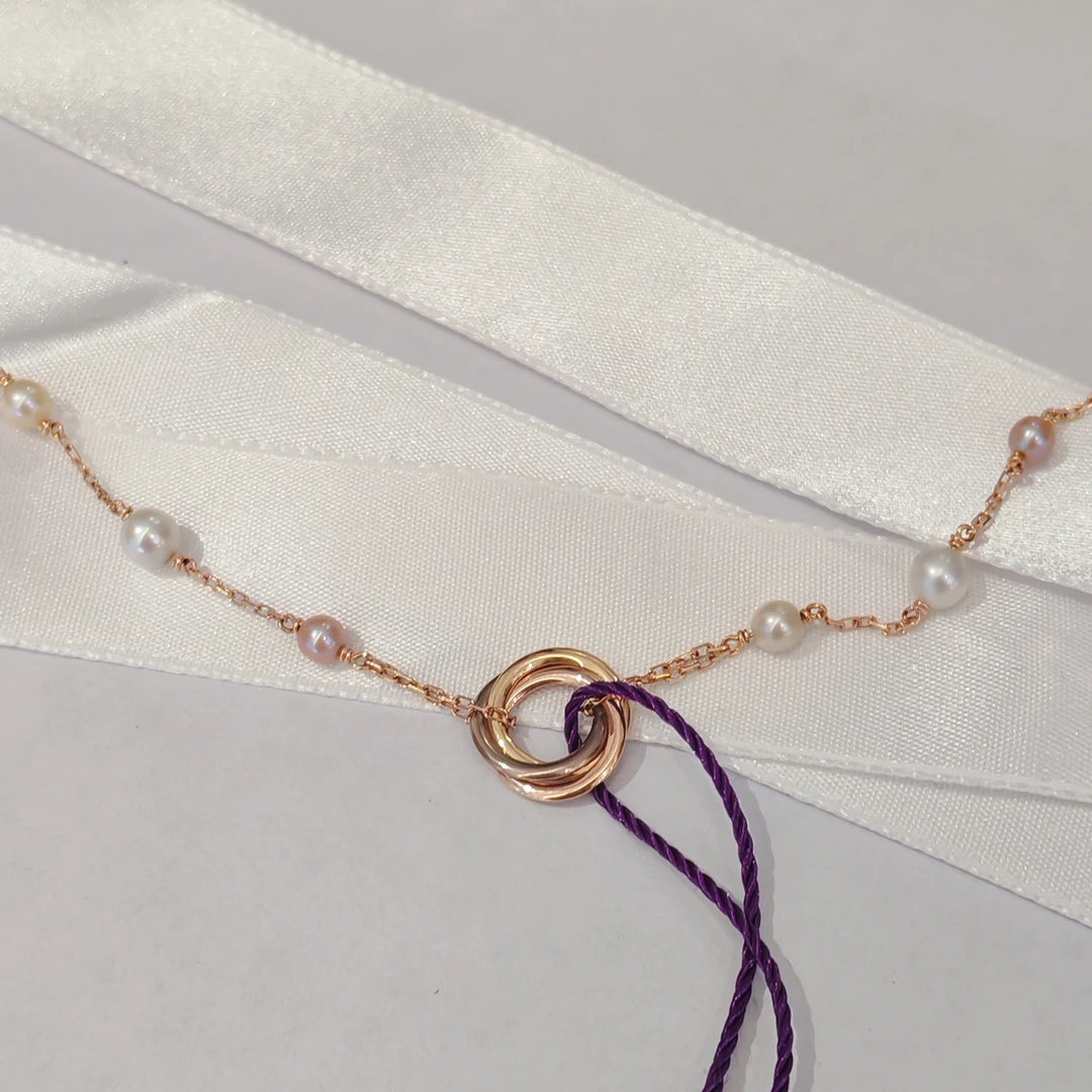 99新 Cartier/卡地亚 三环珍珠手链/k18/20cm xiao9