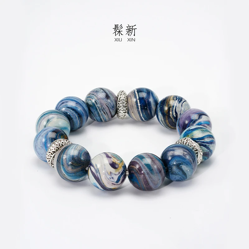 【官方正品】髹新非遗大漆珠万竿烟雨手工限定手串手镯国风文玩配饰