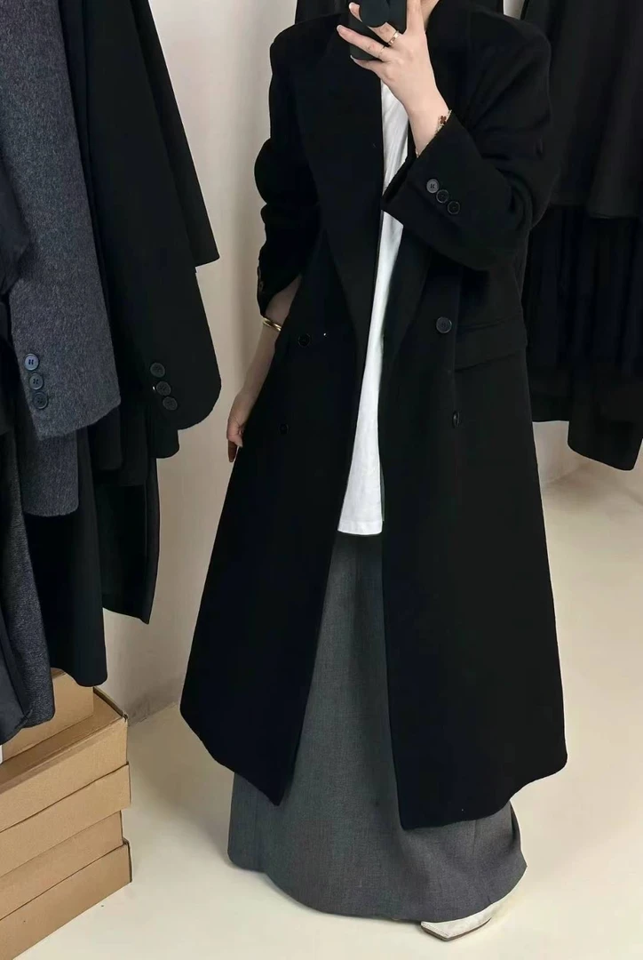 SIJI·DESIGN【大衣】8803冬季秋冬长款女毛呢外套网红百搭气质大衣