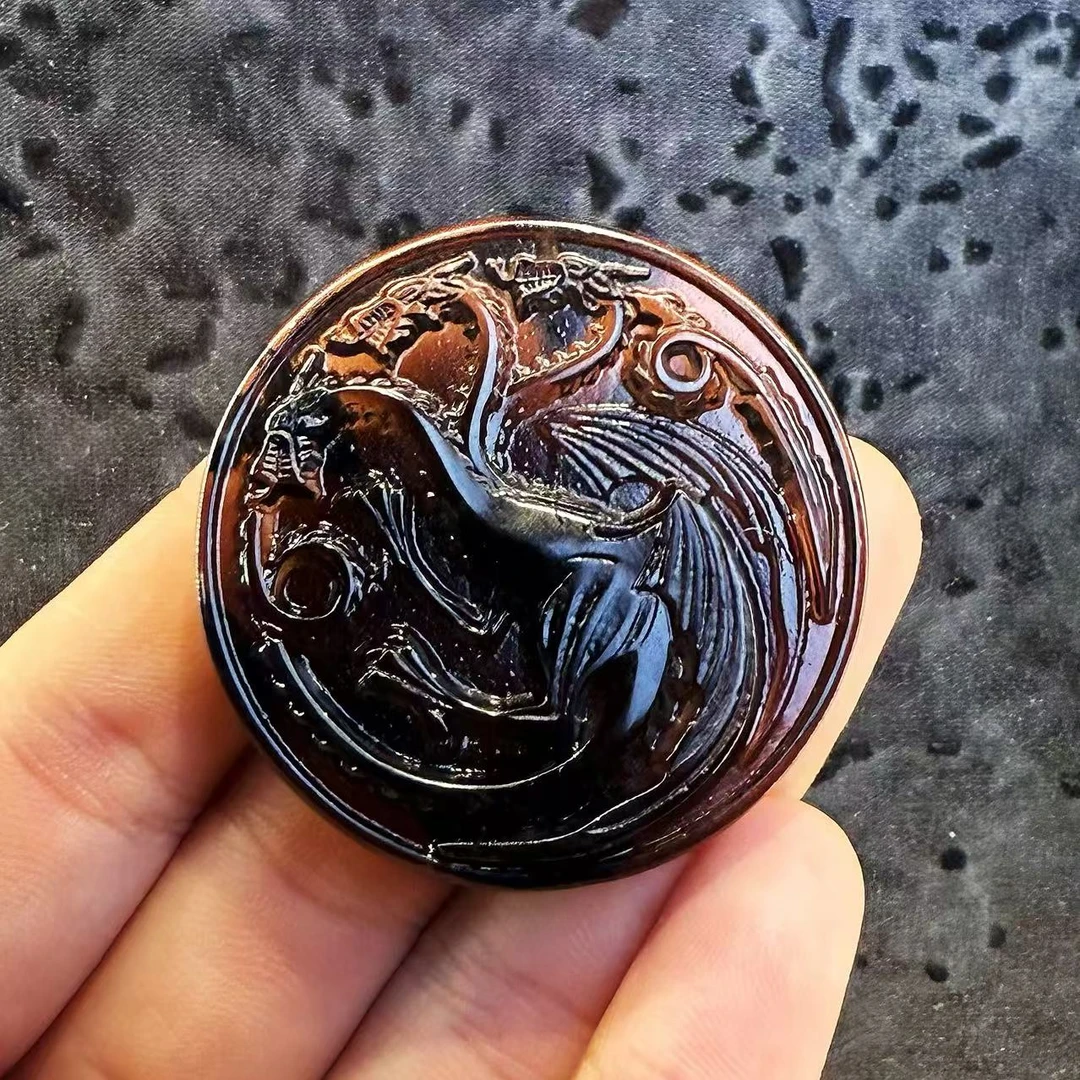 YS301 天狼雕刻款式圆牌吊坠