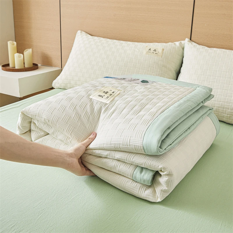2025新款A类针织华夫格夏被四件套大豆纤维空调被夏凉被薄款夏被