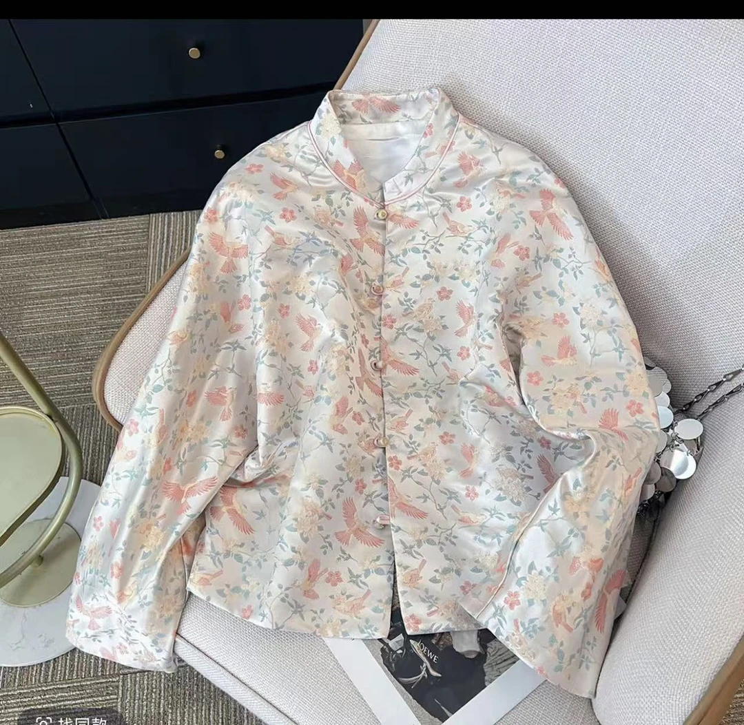 2592碎花短款春秋春季印花短外套常规上衣