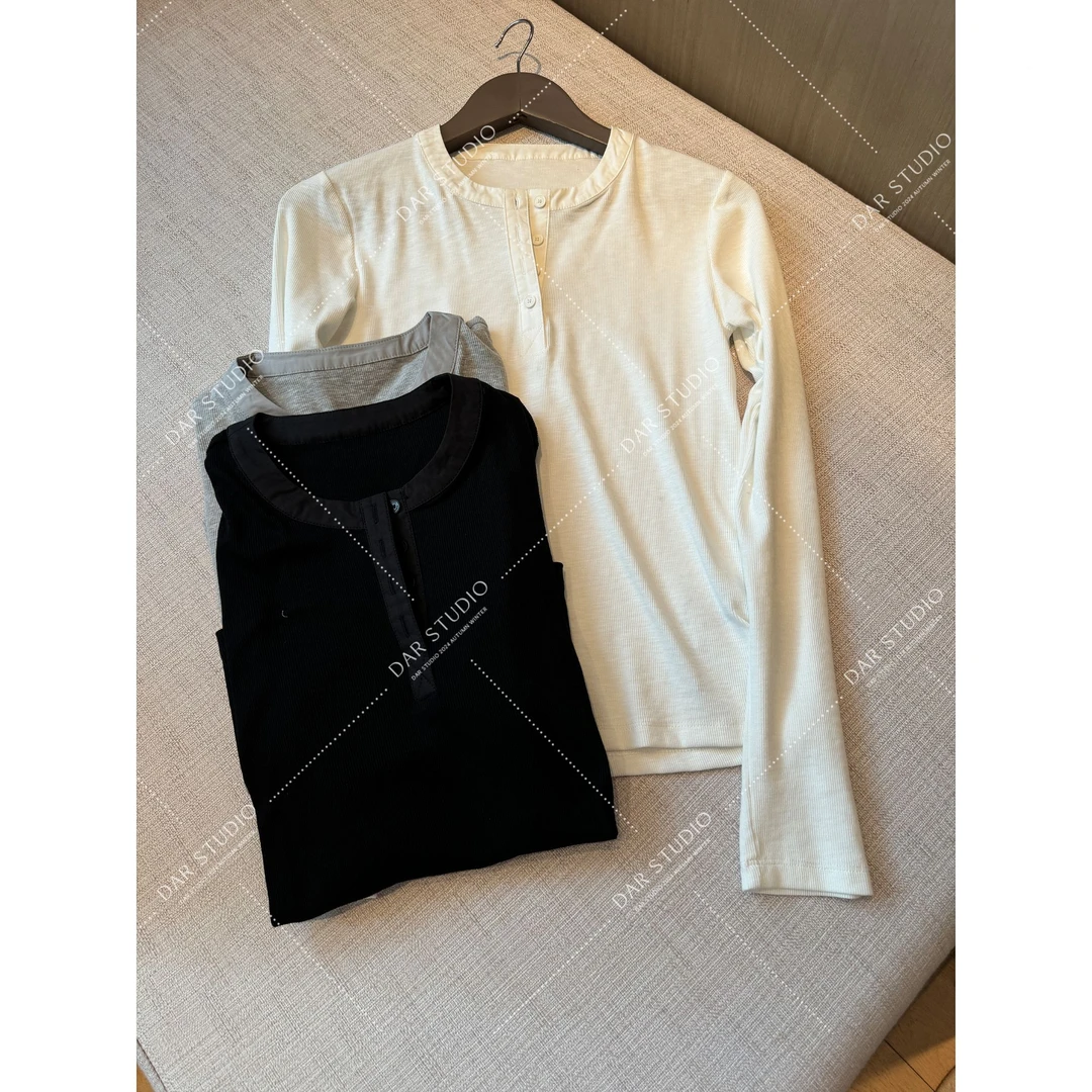 DAR STUDIO  【调性白】2025早春休闲长袖简约风T恤25012
