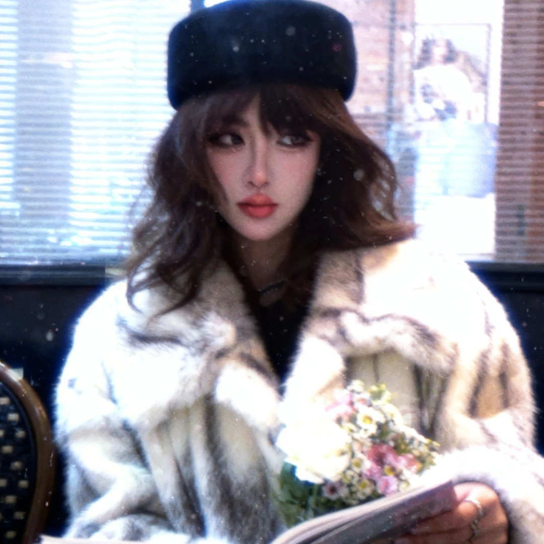 【宣老板私服专场】中古款貂秋冬女装皮草外套直播间过款中长款斜排