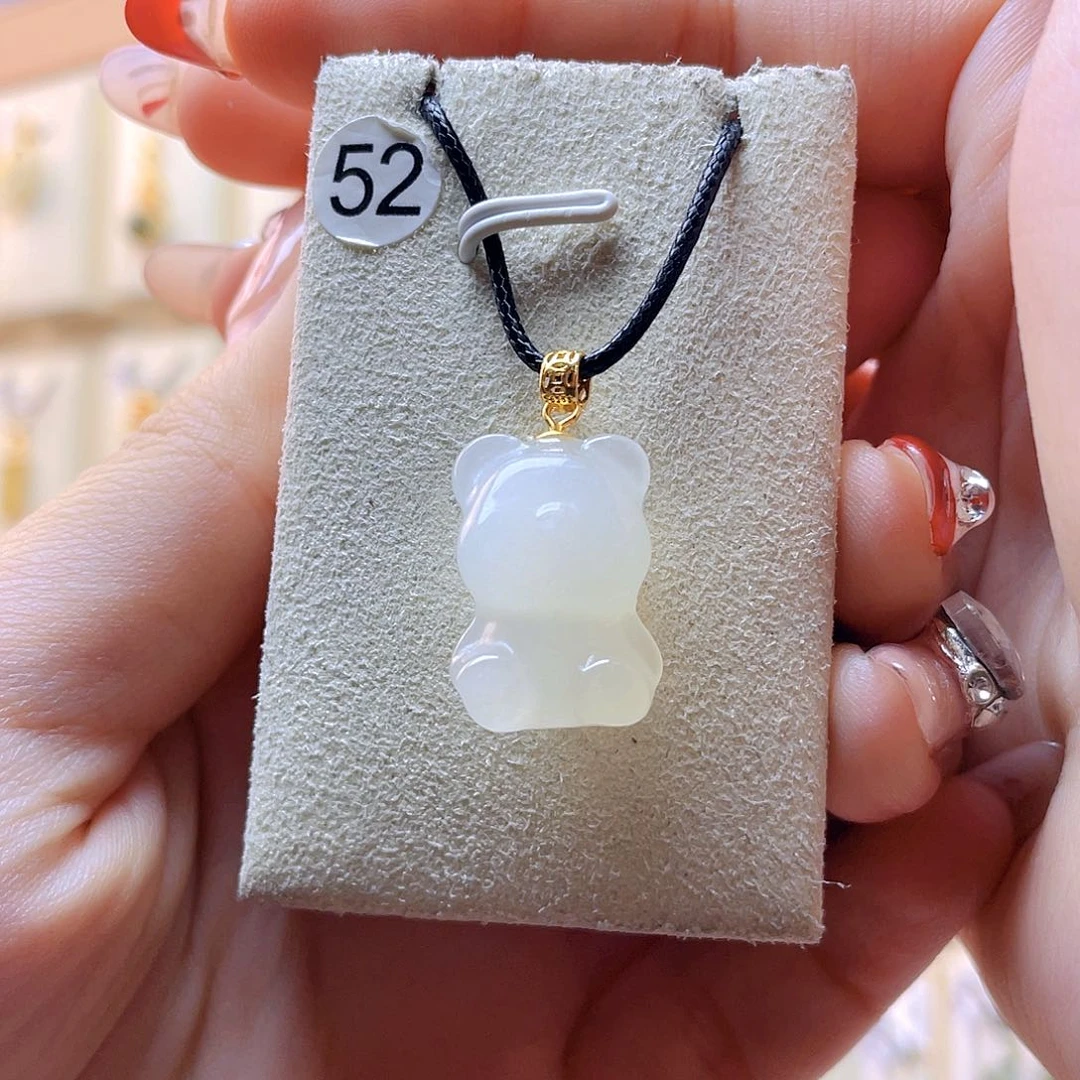 和田玉吊坠(赠链)银S925镀金镶嵌